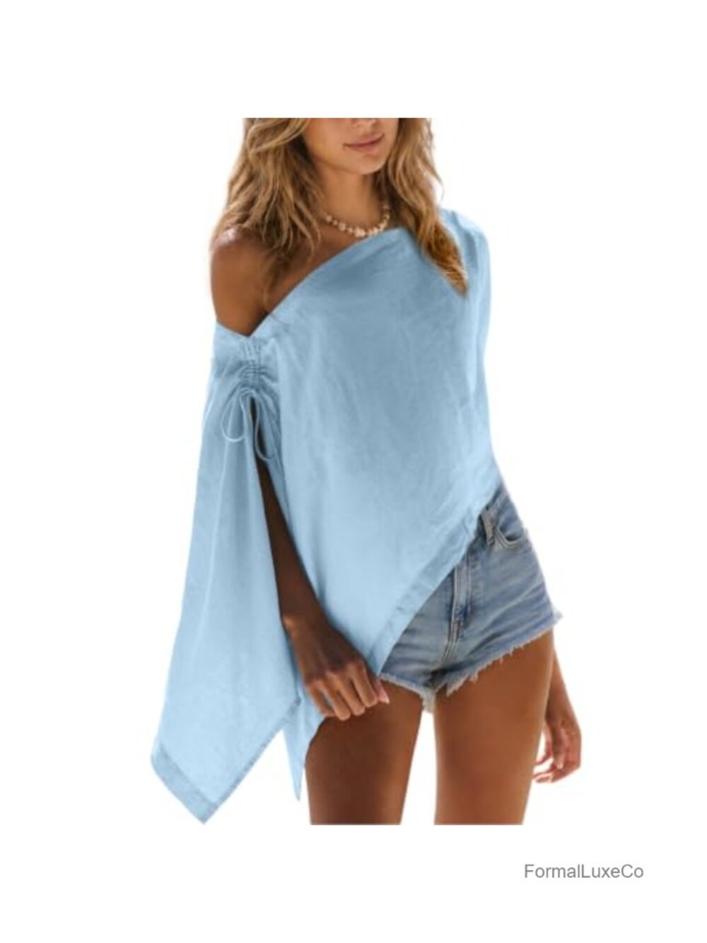 Women Beach Cover Up Cape Top Flowy Poncho Drawstring Boho Wrap Shawl Swimwear